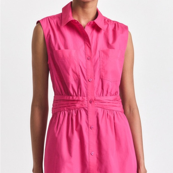 Derek Lam 10 Crosby Cora Sleeveless Cotton Shirtdress In Magenta Size 8 NWT - Picture 3 of 5